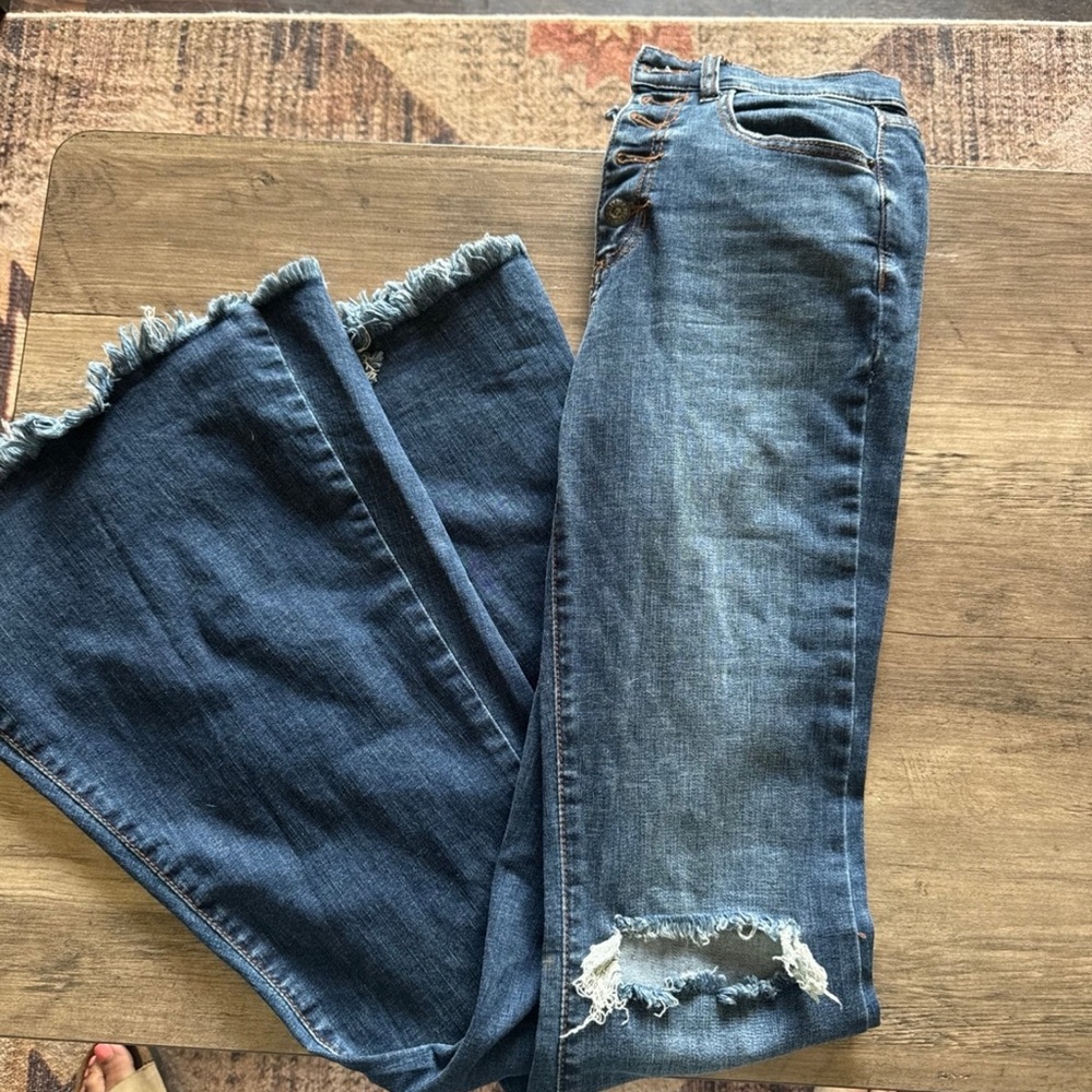 Women's Blue Distressed Jeans
